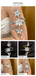 Brazalete de Aleación con Perlas y Flores, Estilo Europeo Americano, Accesorio de Fiesta Geométrico Exagerado <span class=keywords><strong>para</strong></span> Mujer - Product Image 6