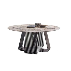 Sang trọng quân đội màu xanh lá cây màu xám đá cẩm thạch tự nhiên vòng bàn ăn ý thiết kế cho khách sạn cao cấp, nhà hàng và biệt thự - Product Image 1