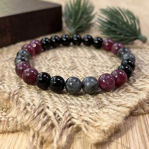 Bracelet naturel en perles de verre colorées anti-stress, livraison directe exclusive, choix de pierres personnalisées - Product Image 5