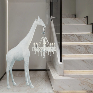 Grande sculpture artistique de girafe, ornement animalier, lampe sur pied <span class=keywords><strong>design</strong></span> pour hôtel, salle d'exposition, hall, centre commercial ou bureau de vente - Product Image 4