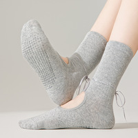 Chaussettes de yoga de haute qualité à bout ouvert avec sangle à nœud, respirantes, pour femmes, chaussettes de Pilates antidérapantes pour la vente en gros