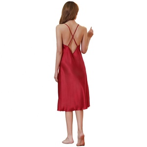 Sleeveless Satin <strong>Long</strong> Dress Knee Length <strong>slip</strong> for Women Nightgown Plus Size Women's Sleepwear - Product Image 6