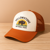 Nuevo diseño 100% algodón cepillado personalizado a todo Color impresión por sublimación gorras de malla de moda 5 paneles sombreros de camionero de espuma
