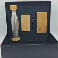 Set Hadiah Ramah Lingkungan: Botol Air Cola Bambu Stainless Steel Custom 500ml & Power Bank Bambu 10000mah & Jam Bambu