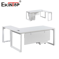 Ekintop Ensemble organisateur de petit bureau moderne en métal blanc Bureau en métal avec 1 tiroir