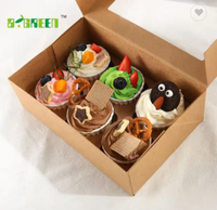 Boîtes à emporter en carton ondulé 14x14x7cm pour gâteaux, pâtisseries, crêpes, emballage de sushis, gaufrage, laminage mat