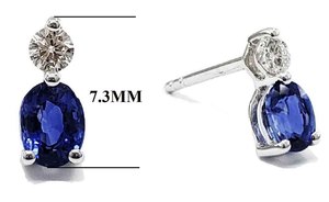 Csja — boucles d'oreilles en pierre saphir bleue, idéal pour les femmes, article de mode, nouvelle collection, 18k, or blanc, diamant naturel, ovale, saphir bleu - Product Image 2