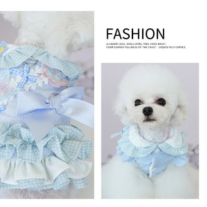 <b>Dog</b> Princess Dress Cotton Coat Blue Pink Autumn Winter <b>Small</b> Pet <b>Clothes</b> Skirt Comfortable - Product Image 1