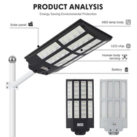 Lampadaire solaire LED extérieur étanche IP66 500W 1000W 1500W ABS intégré tout-en-un