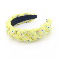 AB personnalisé Jacquard graine cristal perle tresse perle bandeau jaune paillettes tissu pour filles luxe accessoire de cheveux