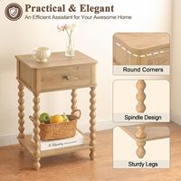 Table de chevet, table d'appoint en bois avec tiroir pour salon, petite table de chevet avec pieds en bois tournés pour chambre à coucher, bureau