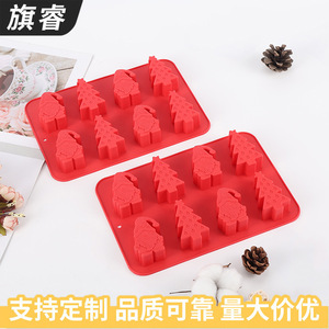 Red Christmas Silicone Mold 8 Hole Cake Decorating Tool For Fondant Chocolate Baking DIY - Product Image 2
