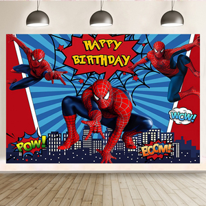 <span class=keywords><strong>Vengadores</strong></span> superhéroe Spider Man <span class=keywords><strong>Banner</strong></span> telón de fondo para niños fiesta Feliz cumpleaños Baby Shower decoraciones - Product Image 6