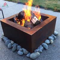 Foyer pour barbecue en acier Corten Table d'extérieur Grand foyer de jardin à bois