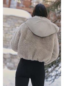 <strong>Women's</strong> <strong>Vintage</strong> Woven Faux Fur Hooded Winter <strong>Jacket</strong> with Zipper Closure in Polyester <strong>Women</strong> Skiwear Warm Coat - Product Image 2