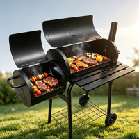 Barbecue portable pliable en acier de luxe haut de gamme avec grand foyer, chariot de transport, sans fumée, idéal pour les fêtes en extérieur