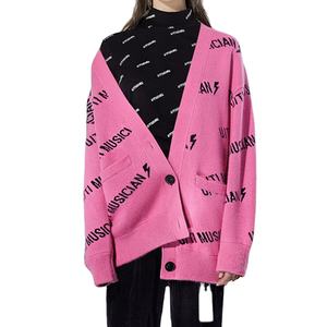 <span class=keywords><strong>Cardigan</strong></span> maglione oversize a maniche lunghe lavorato a maglia con logo personalizzato da <span class=keywords><strong>donna</strong></span> - Product Image 4