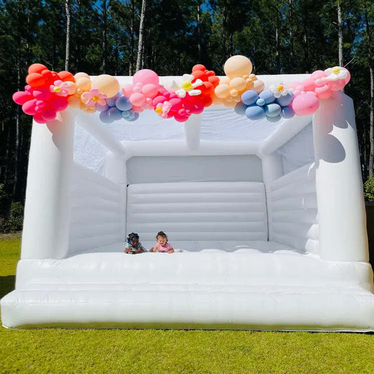 Klappbares Hochzeits haus 4X 4M Bounce Adult White Kommerzielle aufblasbare Jump Bouncy 13'X13 'Erwachsene All Castle With Slide