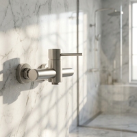 Robinet de douche et de bain mural moderne en acier inoxydable 304 brossé à poignée unique pour cuisine et salle de bain