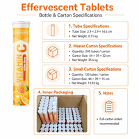 Comprimés effervescents 2-en-1 Vitamine C + Zinc sans sucre saveur orange – Complément quotidien de Vitamine C – 20 comprimés