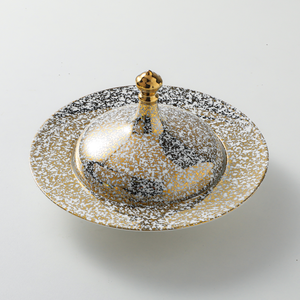 Ensemble de plats de service ronds en céramique blanche et dorée de luxe, plats de <span class=keywords><strong>traiteur</strong></span>, plats à dessert en porcelaine - Product Image 2