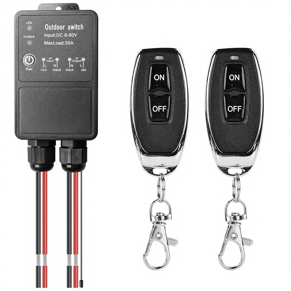 Wireless <strong>Remote</strong> <strong>Control</strong> <strong>Switch</strong> DC 8-80V/72V 30A <strong>100m</strong> Long <strong>Range</strong> China for Garage Doors Motorcycles Guardrail Theft Alarm