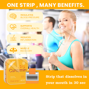 Producto más nuevo, película de disolución de curcumina de vitamina, extracto de raíz de cúrcuma, suplemento de refuerzo de energía infundido, tiras orales de curcumina - Product Image 4