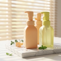 Botol Dispenser Kosmetik Pompa Busa Plastik Kosong PET Matte Persegi Kompak 200ml dengan Logo Kustom Grosir