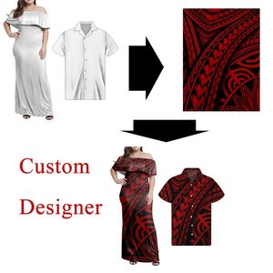 Abiti di moda <span class=keywords><strong>promettente</strong></span> Maxi abiti stampati floreali tribali polinesiani <span class=keywords><strong>donna</strong></span> abito camicia taglie forti personalizzato abbigliamento coppia - Product Image 3