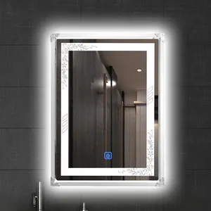 Hotel Led Wall Mirrors Frameless Bath Mirrors Bathroom Lighted Glass Mirror With Waterproof Ip44 Rating
