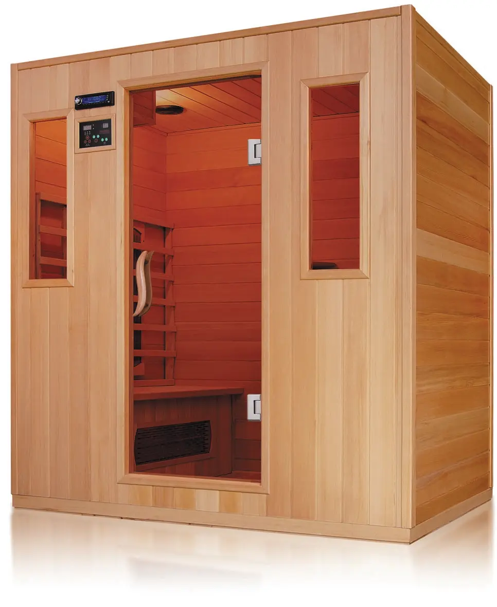 Mewah 6- 8 Orang Hemlock Kayu Kering Kabin Sauna Rumah Kustom Sauna Box Ozon Infra Merah Ruang Sauna