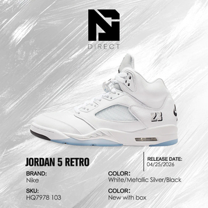 Air Jordan 5 Retro 'White Metallic' 2026, Zapatillas de Baloncesto Blancas de Caña Alta, con Cordones, Forro de Malla de Cuero Genuino, Transpirables - Product Image 6