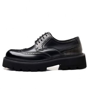 Chaussures habillées en cuir véritable Brock pour hommes, à bout carré et lacets, idéales pour l'été, les mariages et le bureau, respirantes - Product Image 5