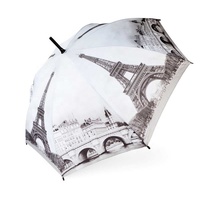 Parapluie personnalisé avec impression numérique photo sur manche en bois bon marché avec impression de la tour Eiffel de Paris