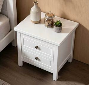 Durable Solid Wood Nightstand with 2 Drawers, White Modern Storage Bedside Cabinet for Bedroom Home Furniture <b>Night</b> <b>Stand</b> - Product Image 6