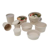 Пользовательская Экологически чистая одноразовая упаковка для еды, чашка для супа из крафт-бумаги, Салатница с крышкой