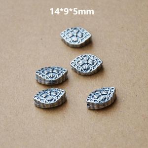 Cuentas espaciadoras de flor de cuatro pétalos, 14x9x5mm, chapadas en plata, para pulseras y accesorios DIY - Product Image 1