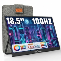 Moniteur portable 100 Hz, 18,5 pouces, FHD 1080P, écran d'ordinateur portable, 120 SRGB HDR, écran externe, haut-parleurs intégrés pour Xbox