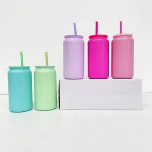 Us Warehouse 16Oz Sublimation <b>Macaron</b> Candy Color Matte Metal Tumbler Mug Stainless Steel Vacuum Insulated Can Cup for Vinyl - Product Image 1