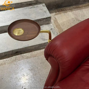 Classique élégant Top Grain en cuir véritable <span class=keywords><strong>vin</strong></span> <span class=keywords><strong>rouge</strong></span> cigare chaise en bois massif chaise de loisirs avec aile arrière salon canapé chaises - Product Image 5