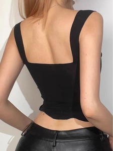 En stock – Débardeur femme col carré, décontracté pour l'été, personnalisable avec logo sur le devant, en polyester - Product Image 4