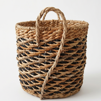 Panier de rangement en jacinthe d'eau tressé à la main, écologique, avec poignées, grand panier à linge bohème en osier, style scandinave, décoration de salon