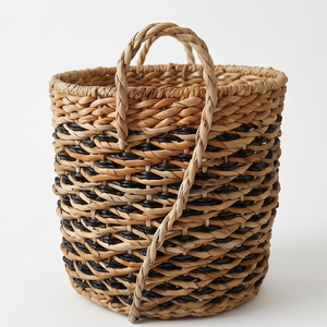 Handwoven Natural Seagrass Storage Basket with Handles, <b>Large</b> Boho Wicker Laundry Hamper for Living Room Decor - Product Image 2