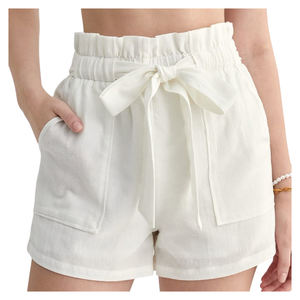 Pantalones cortos de lino de primera calidad para mujer con diseño fresco Cintura relajada Ajuste Fácil de emparejar con tops - Product Image 2