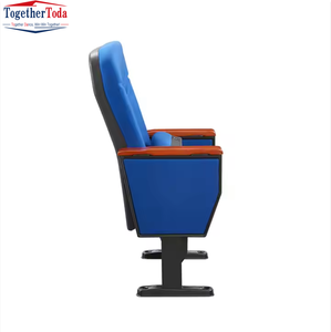 Silla de Auditorio Plegable de Tela Azul Tapizada con un Solo Asiento y Escritorio con Brazos, Diseño Moderno para Escuelas, Hogares, Oficinas y Salas de Conferencias - Product Image 5