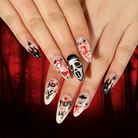 Faux ongles à presser pour Halloween, design toile d'araignée fantôme, personnalisables, pour femmes, pour fête d'Halloween