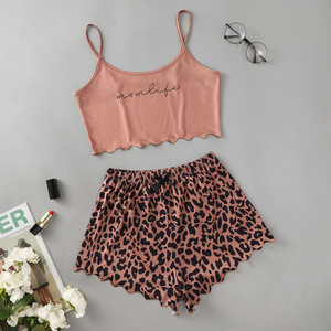 Conjunto <span class=keywords><strong>de</strong></span> <span class=keywords><strong>Pijama</strong></span> <span class=keywords><strong>de</strong></span> Verano para Mujer, Dos Piezas, Camiseta sin Mangas Térmica y Transpirable, Pantalones Cortos con Cintura Elástica, Diseño Sólido y Bonito - Product Image 5