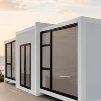 Maison conteneur blanche extensible 20ft 40ft, maison préfabriquée modulaire pliable, cabane moderne avec verre panoramique