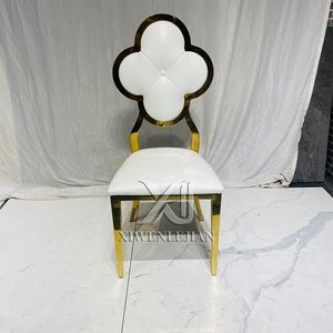 Ghế nhà hàng da PU thiết kế hoa, dùng cho sự kiện, ăn uống, đám cưới vàng, khách sạn, ghế xếp chồng kiểu Ý sang trọng, khung thép không gỉ - Product Image 2