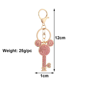 Portachiavi Promozionale a Forma <span class=keywords><strong>di</strong></span> Chiave con Orecchie <span class=keywords><strong>di</strong></span> <span class=keywords><strong>Topolino</strong></span> in Metallo e Cristallo, Accessorio per Borse - Product Image 6